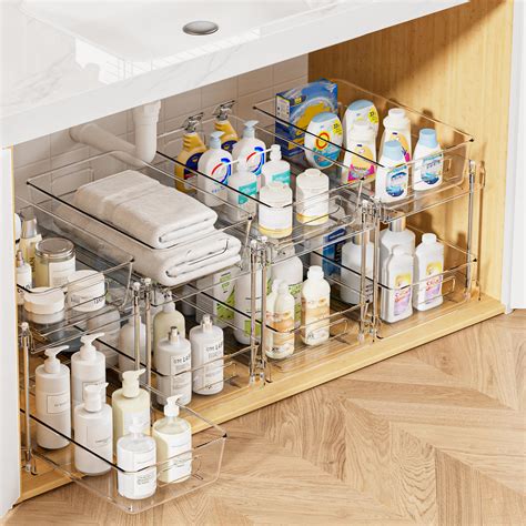 Buy Vtopmart 4 Pack Bathroom Storage Organizer, 2 Tier Clear Under Sink ...