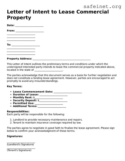 Free Letter of Intent to Lease Commercial Property PDF Template ≡ SafeInet