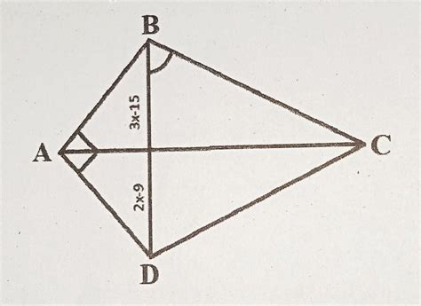 ABCD is a kite diagonals AC and BC . find the value of X - Brainly.in