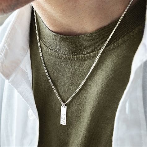 Men's Personalised Silver Tag Necklace - Etsy UK | Mens silver chain ...