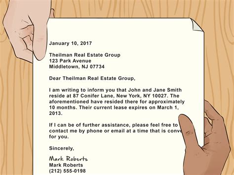 How to Write a Letter Showing Proof of Residence for a Tenant (with ...