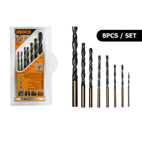 INGCO AKDB0801 8 Pcs HSS Twist Drill Bits Set
