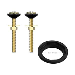 R&T 3'' Toilet Tank to Bowl Octagon Gasket with 2 pcs Brass Bolts ...