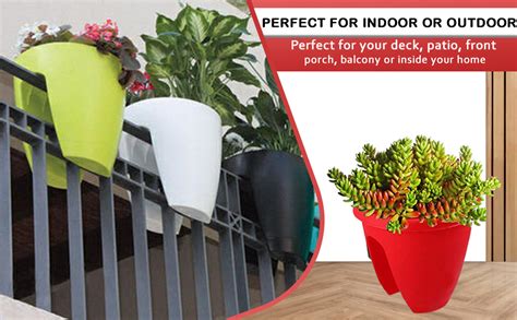 VGreen Garden Outdoor Balcony Railing Planter Set of 3 (30 Cm X 30 Cm X ...