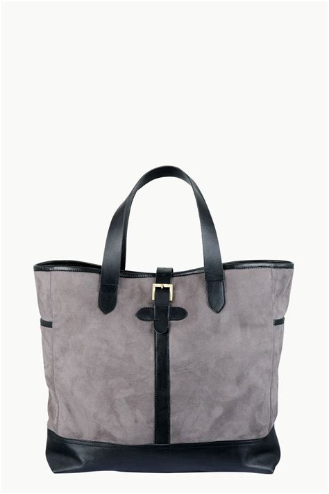 Buy Online Faux Leather Detail Suede Tote Bags Online in India at Zobello