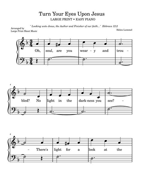 Turn Your Eyes Upon Jesus | LARGE PRINT | EASY PIANO HYMNS (arr. Large ...