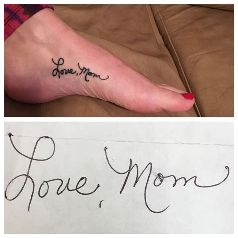 My mothers signature tattoo on the inner arch of my foot | Signature ...