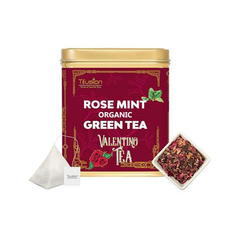 Tifusion Organic Rose Mint Green Tea pyramid tea bags Skin Glow Urine ...