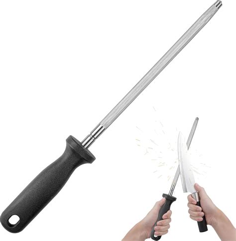 Sharpening Steel, 32.3cm Carbon Steel Knife Sharpener, 8 Inch Honing ...