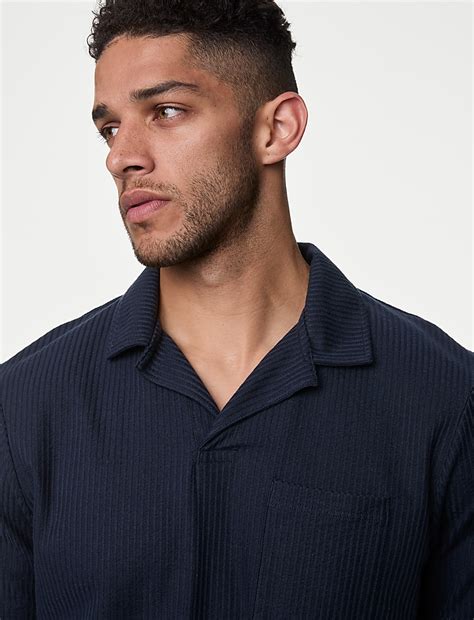 Buy Pure Cotton Textured Polo Shirt at Marks & Spencer