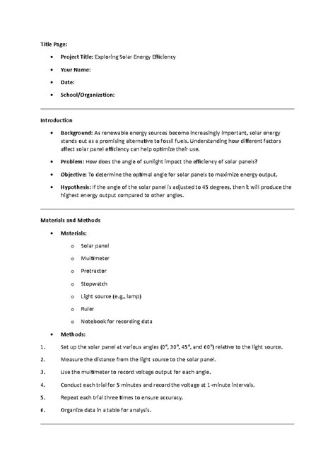 Sample steam project - Okcjenxw jaxibaxin - Title Page: • Project Title ...