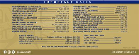 Mckenzie Elementary - School District Instructional Calendar - Mesquite ...