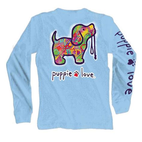 Puppie Love Long Sleeve Abstract Pup Tee in Carolina Blue – Country ...