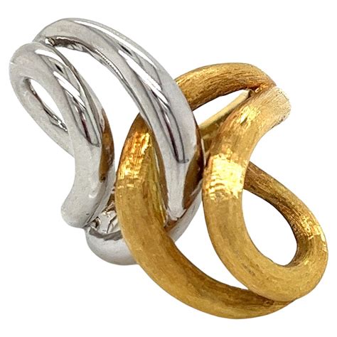 Vintage 1980's 18k Yellow Gold Bold Bypass Statement Ring For Sale at ...