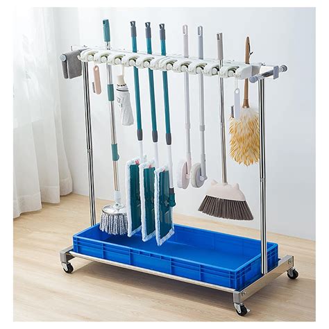 Utility Rack for Mops And Brooms,Cleaning Tool Cart Mop Holder Umbrella ...
