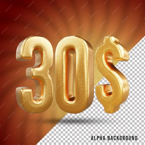 Premium PSD | 30 dollar 3d number gold text effect