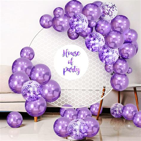 Party Propz Chrome Balloons for Decoration - Purple Chrome & Confetti ...