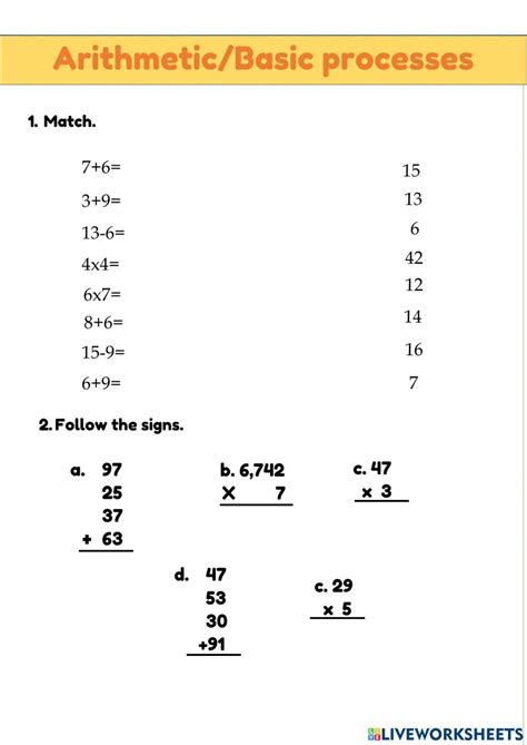Image result for Arithmetic Math Worksheets