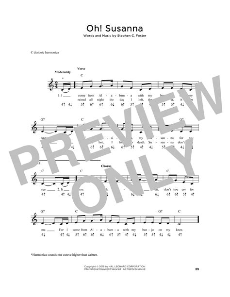 Oh! Susanna by Stephen C. Foster Sheet Music for Harmonica at Sheet ...