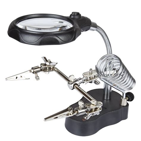 Dedso 3rd Helping Hand Magnifier Tool 3.5X & 12X with Soldering Iron ...