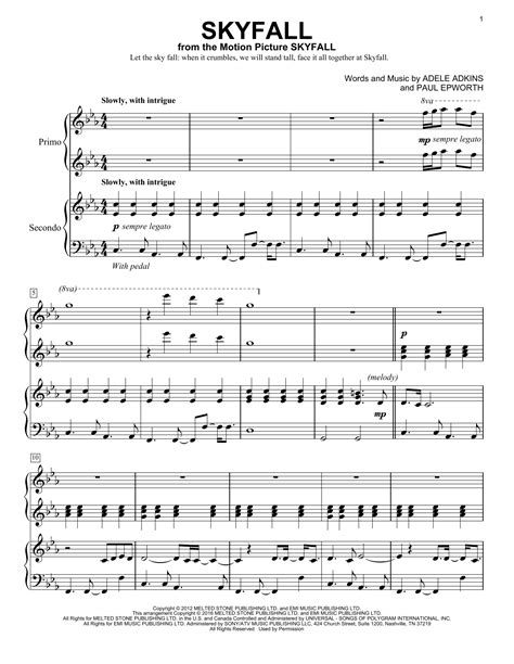 Skyfall von Adele Noten zum Klavier-Duo bei Sheet Music Direct