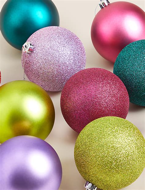Buy 10pk Large Multicoloured Shatterproof Baubles at Marks & Spencer