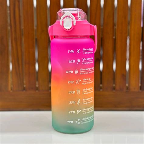 Motivational Water Bottle Set of 3 Pcs Time Marker with Straw ...