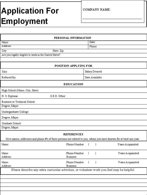 Image result for Example of Job Application Form