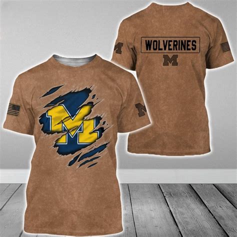 Michigan Wolverines T Shirt, Michigan T Shirt, Wolverines 3D T Shirt ...