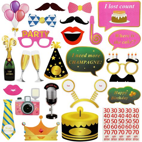 Buy Photo Booth Props Birthday, 24 Pieces Funny Photo Booth Props with ...