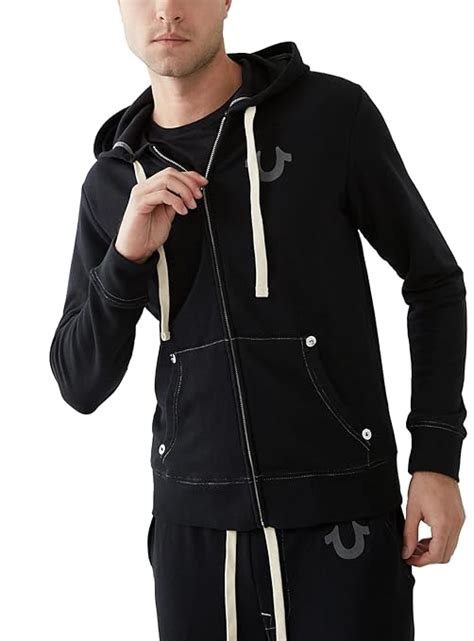 Buy True Religion mens Buddha Logo Zip Hoodie Hooded Sweatshirt, Black ...