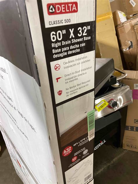 Delta Classic 500 60 in. L x 32 in. W Alcove Shower Pan Base with Right ...