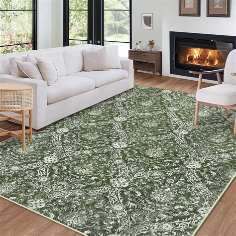 Haperlare Vintage Floral Distressed Rugs for Living Room Washable Non ...