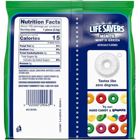 Lifesaver Mints Nutrition Facts | Besto Blog