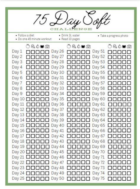 75 Day Soft Challenge Template - Etsy