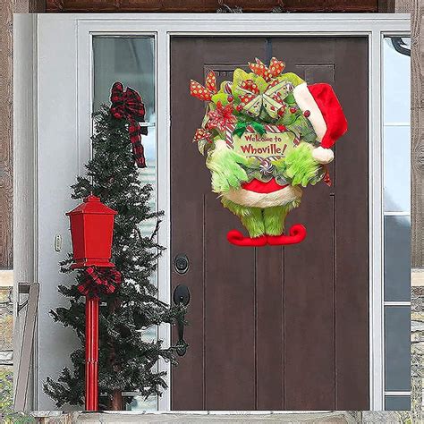 Buy Loliuicca Grinch Christmas Funny The Burlap Wreath, Creative ...