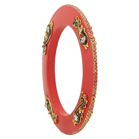 Sukriti Rajputi Royal Peacock Embellished Lac Kada Pink Bangles Jewelr ...