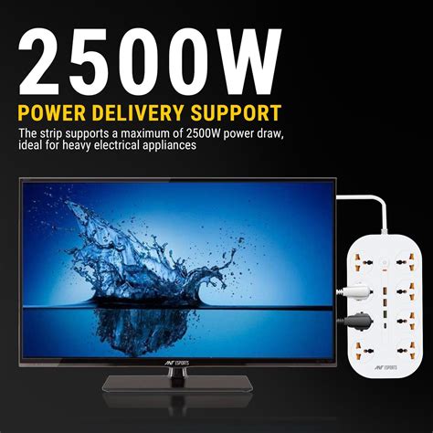 ANT ESPORTS PS831 UNIVERSAL POWER STRIP WITH USB & TYPE C WITH 8 UNIVE ...