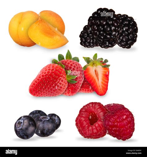 Set of various kinds of berry fruit isolated on white background Stock ...