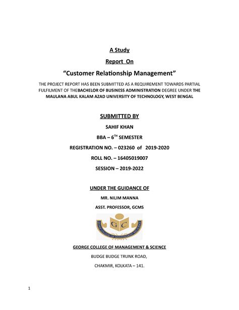 Customer relationship management - A Study Report On “Customer ...