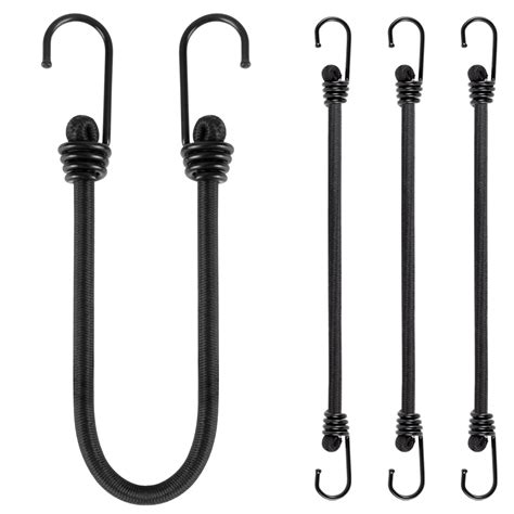 12 Inch Small Bungee Cord with Hooks-Black Bungee Cords Heavy Duty ...