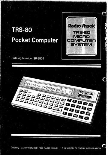TRS-80 PC-1 Pocket Computer Manual : Radio Shack : Free Download ...