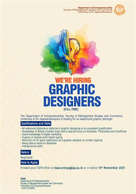 Full-Time Graphic Designer Vacancies | Department of Entrepreneurship