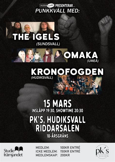 Hudik Live presenterar: Punkkväll med THE IGELS, OMAKA och KRONOFOGDEN ...
