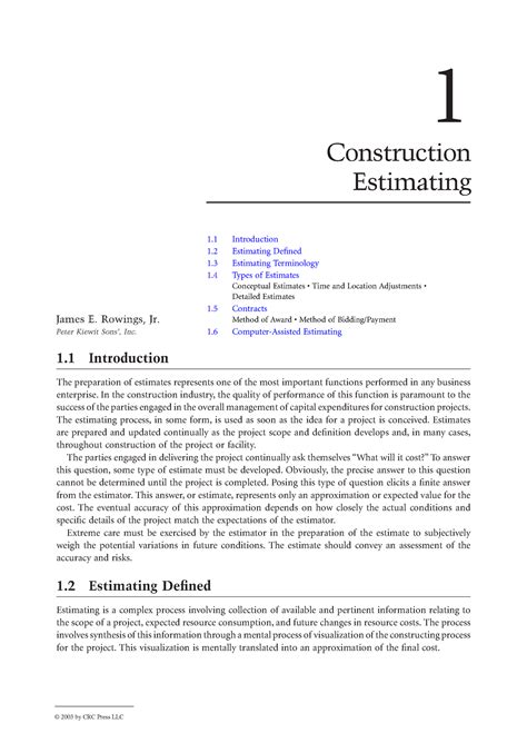 THE Civil Engineering Handbook estimation - 1 Construction Estimating 1 ...