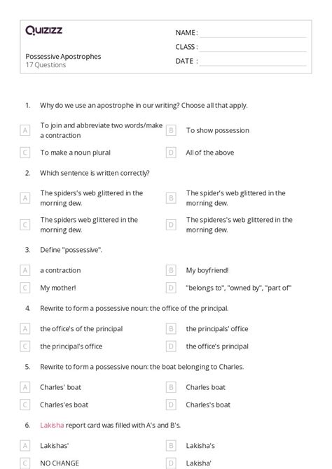 50+ Apostrophes worksheets for 5th Class on Quizizz | Free & Printable