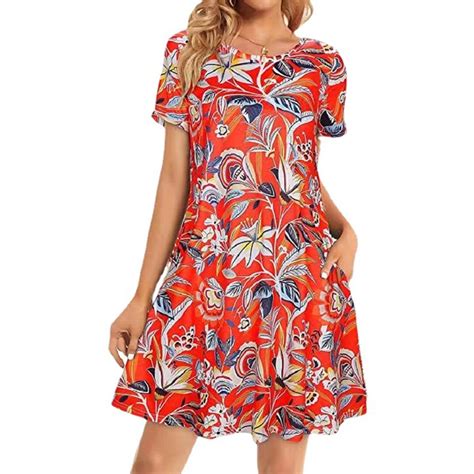Dresses for Women, Women's Summer Short Sleeve Casual Soft Dress Summer ...
