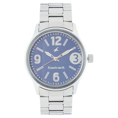 Buy Online Fastrack Bare Basics Quartz Analog Blue Dial Metal Strap ...