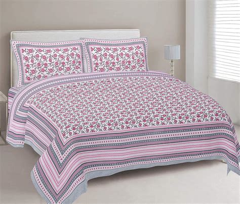 ART WORLD King Size Double Bed Sheet with Pillow Covers Pure Cotton ...