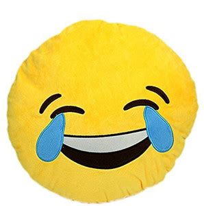 PHOENIX Cute Soft Plush Emoji Yellow Emoticon Smiley Round Cushion ...